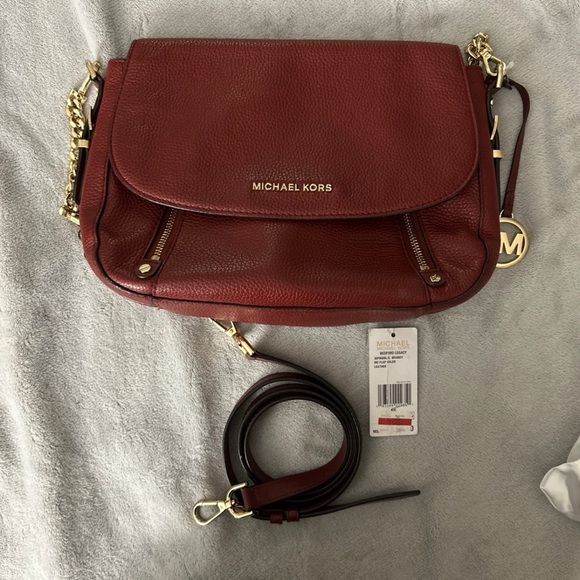 Michael Kors Burgundy Crossbody Bag with Gold Accents - Picture 1 of 5